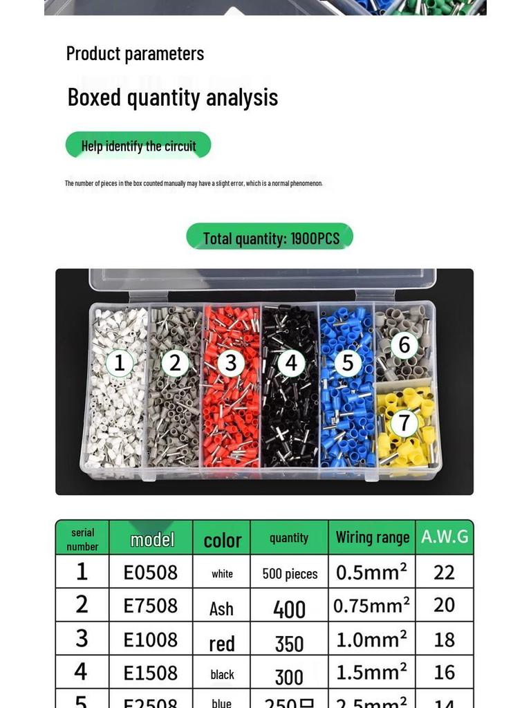 Cold-Pressed Wire Terminal Set with Tube & Pin-Type Copper Connector Crimping Pliers