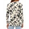 Women's Fashion Casual Slit Hem Round Neck Long Sleeve Loose Printed T-Shirt Ladies Top