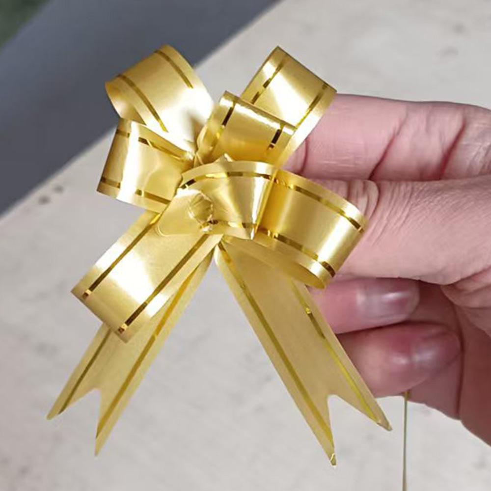 100pcs Small Gold Edge Pull Bows, Instant Gift Wrapping Ribbon Bows DIY Decorative Bows for Gifts Weddings Parties Random Colors