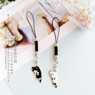 S 1 Stück Top Qualität Metall Anime Katze Handyanhänger Süßer Cartoon Schlüsselanhänger Lanyard für Schlüssel Handyband Dekoration