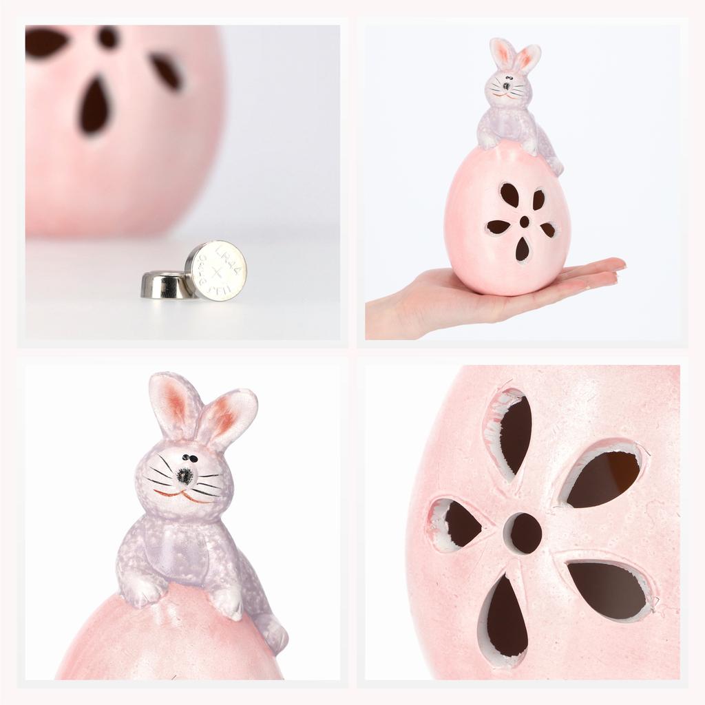 KADAX Easter Bunny Figurine On Egg Ceramic