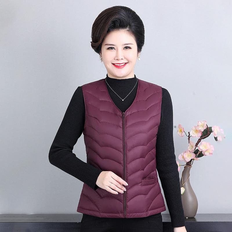 Winter Middle-aged and Elderly Women's Clothing Down Vest Liner Large Size Vest Light and Thin Mother Clothing