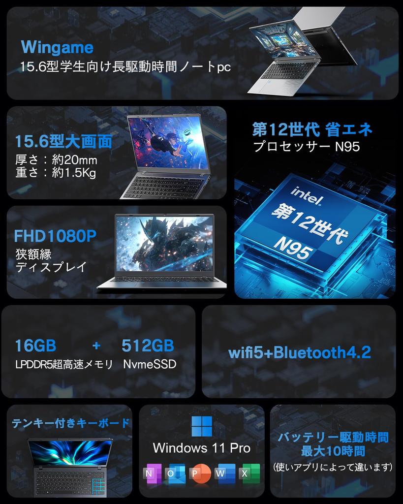 Genuine Wingame 2025 Model Lightweight and Slim Power Office 2024 Perpetual 16GB 512GB NVMe Windows 11 Pro 12th Generation More Powerful Than the IPS
