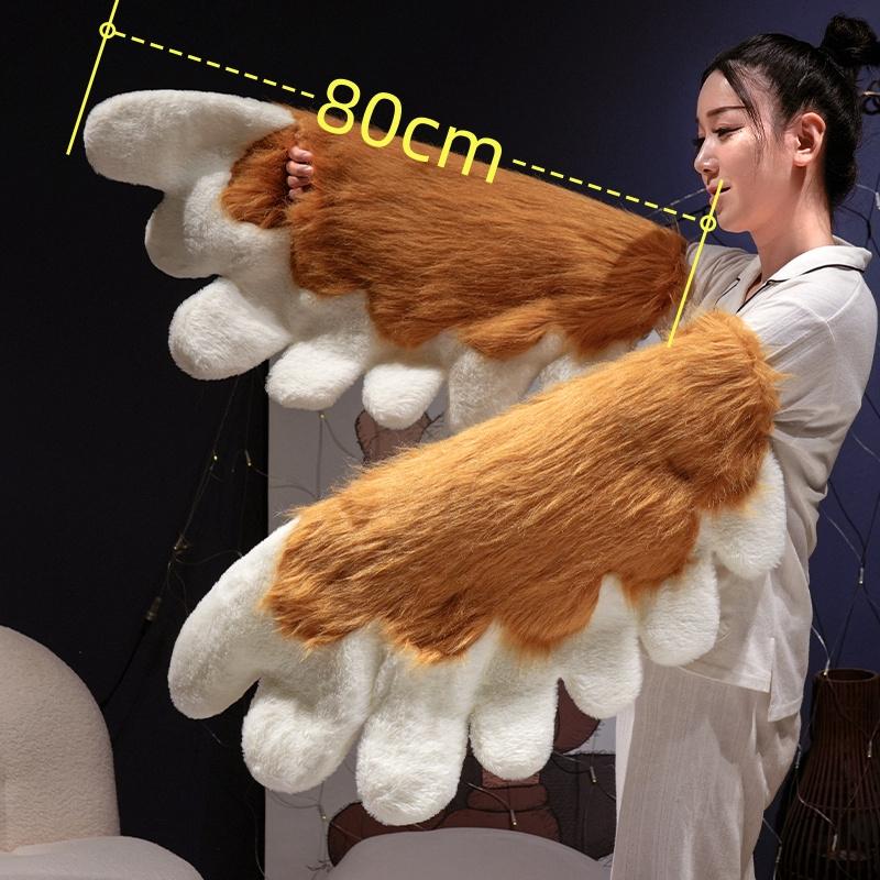 Non-Toxic Creative Cute Cat Claw Glove Plush Toy Fursuit Shoes Wings Cosplay Props White Black Grey Plushies Creative Animal Accessories