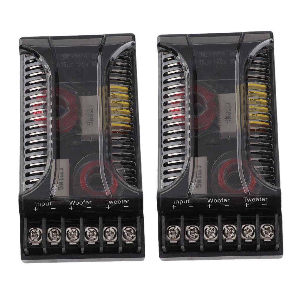 2Pcs 2 Way Car Audio Crossover Overcurrent Protection Universal Heat Dissipation Speaker Frequency Divider