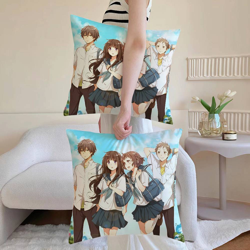 Anime H-hyouka Kissenbezug Unsichtbarer Reißverschluss Seidig Sofa Kissenbezug