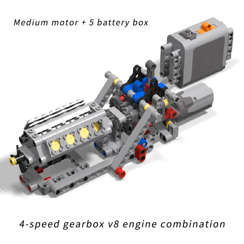 MOC Kreatívne Elektrické DIY Technické Dieliky Zostavené Stavebné Kocky Motor Prevodovka Spätný chod Mechanická Skupina Model Motora Hračka