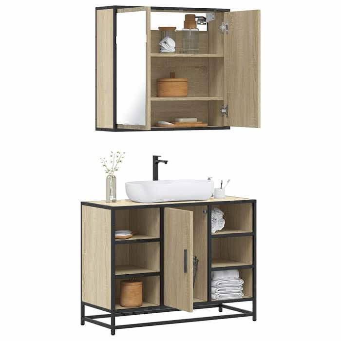 VidaXL Ensemble de meubles de salle de bain 2 pcs chêne sonoma 3300911