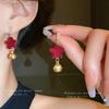 Christmas Dress Up Accessories Silver Needle Flannel Bow Earrings Niche Sweet Stud Earrings High-end Earrings Women