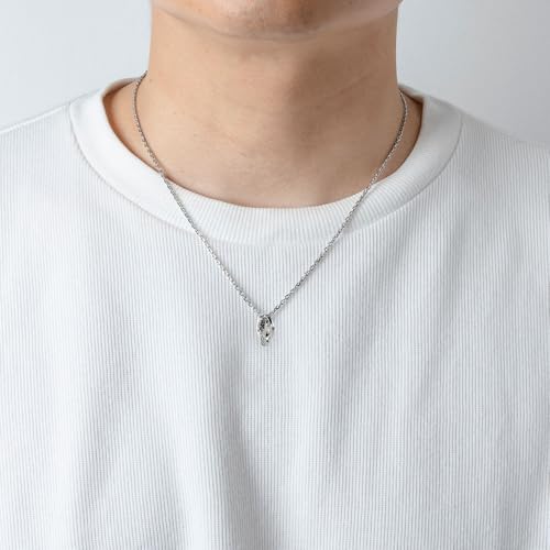 Lionheart Männermähne Doppelring Halskette, Chirurgenstahl, Hypoallergen, Vorgefertigt verpackt, mit individuellem Beutel (Silber/Zirkonia)