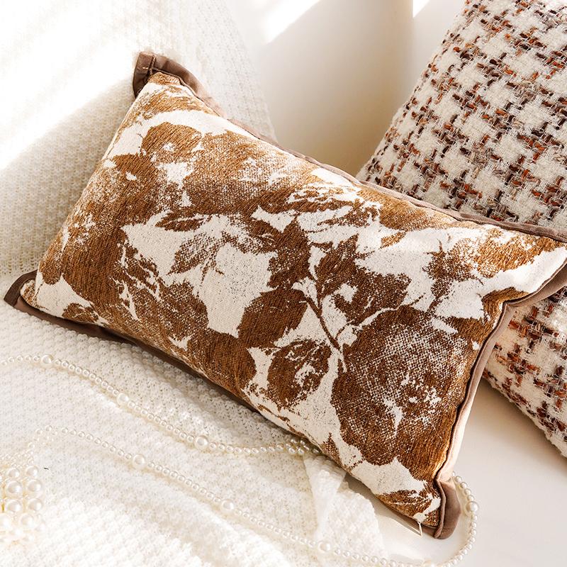 Brown Vintage Sofa Throw Pillow Cover Vintage Bedroom Headboard Cushion Simple and Modern Decorative Throw Pillow Customizable