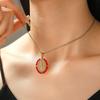 18K Gold Mary Embossed Retro Pendant Necklace for Women