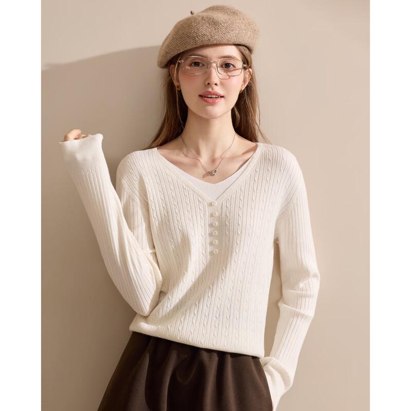 Betu Women's V-Neck Color-Block Knit Sweater