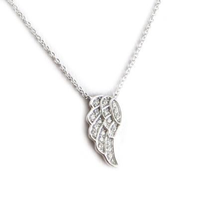 [L2033] - White 'Angel Wings' Silver Necklace