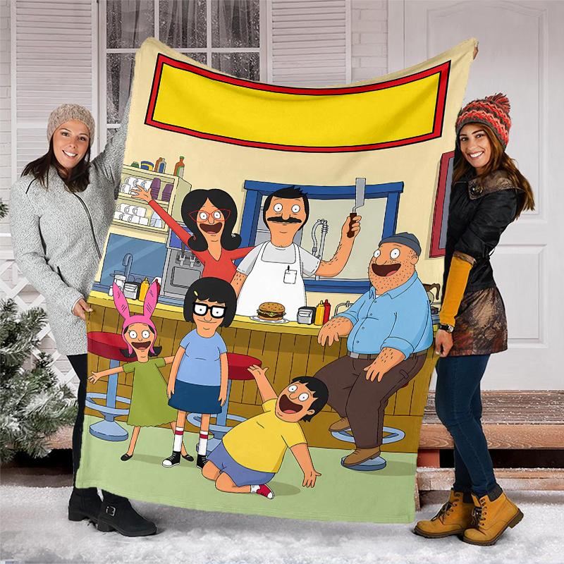 Bob's Burgers Theme Printed Blanket - Perfect for Couch, Bed, Travel & Outdoor Use | Machine Washable, Cozy & Durable.