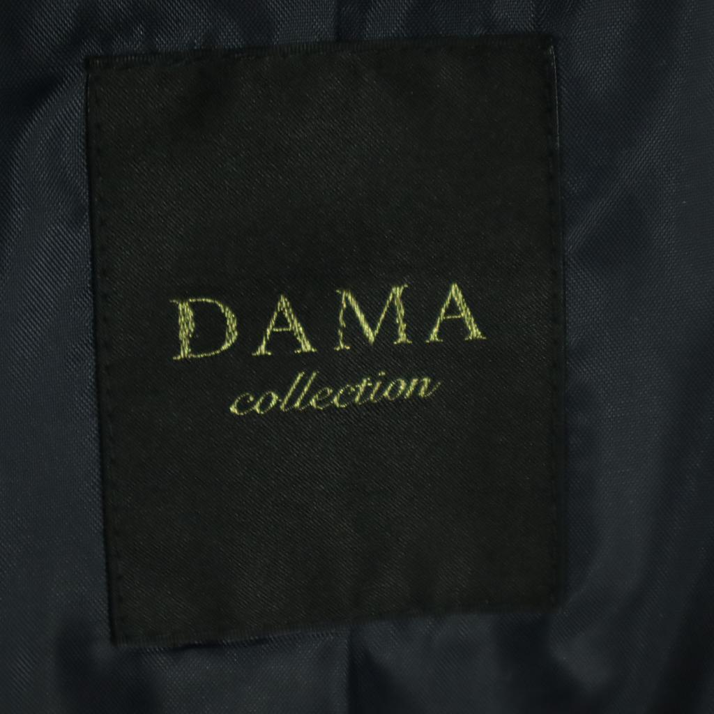 DAMA Collection Check Pattern Long Sleeve Down Coat M Navy Fur Removable Women Used