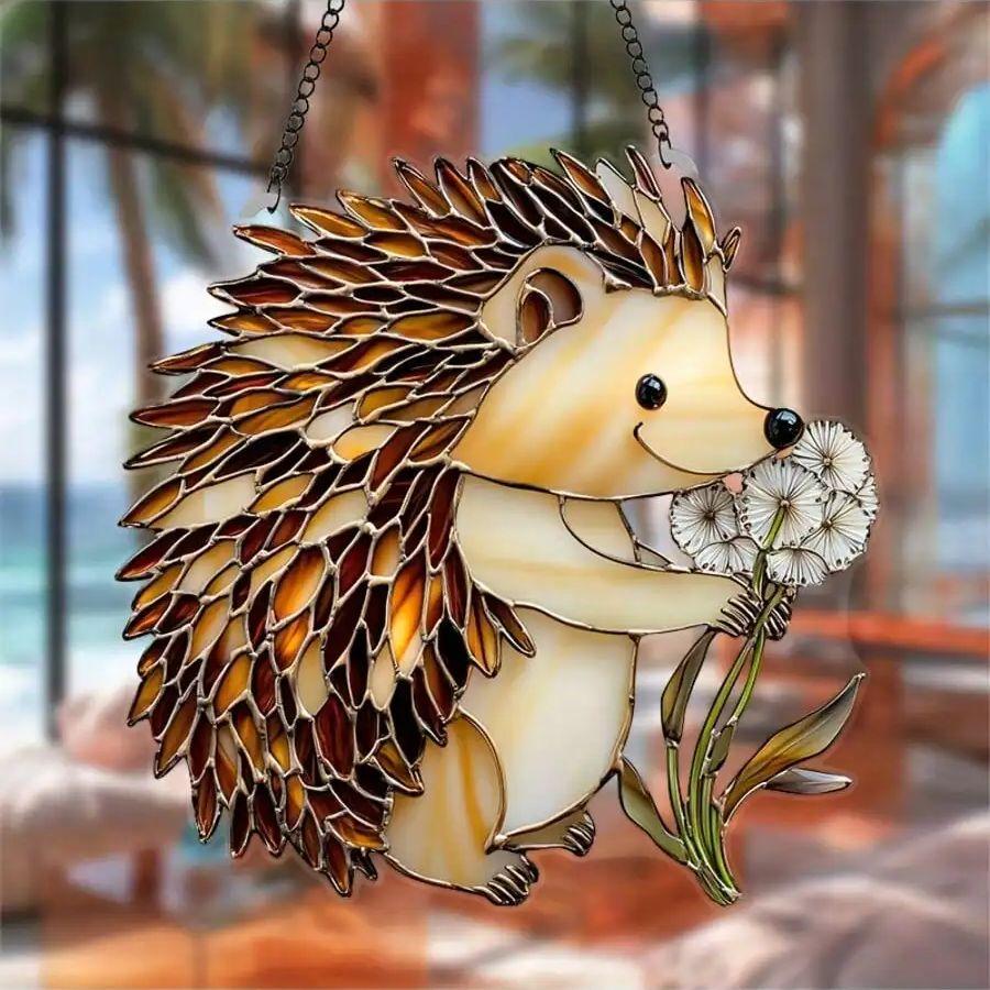 A Cute Hedgehog Sun Catcher, Animal Themed Decoration, Perfect for Home, Garden, Porch, Birthday Gift for Animal Lovers