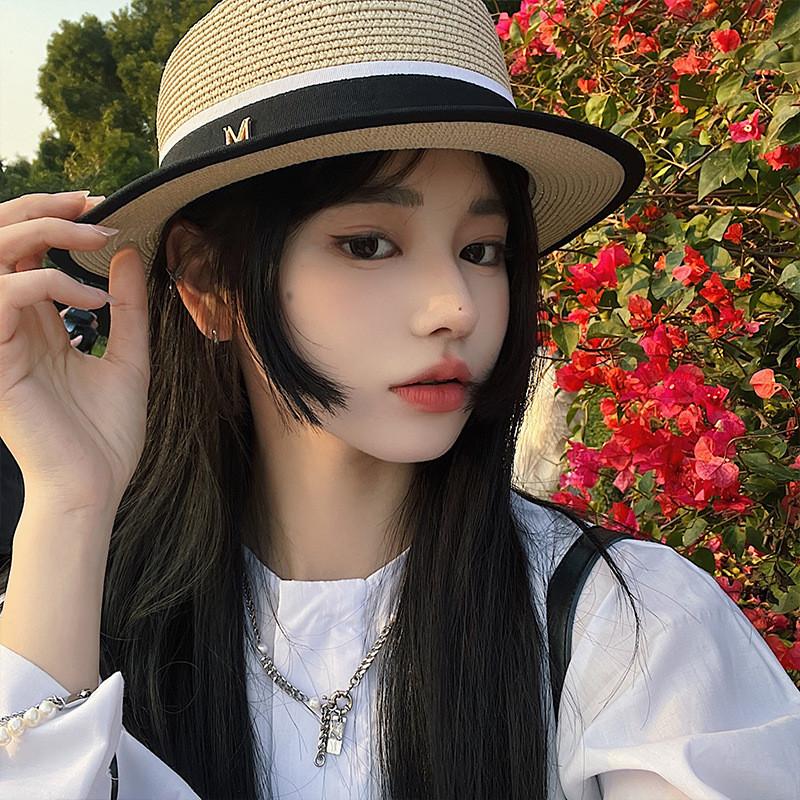 Beautifully Designed Womens Straw Hat For Summer With Sun Protection In White Beige And