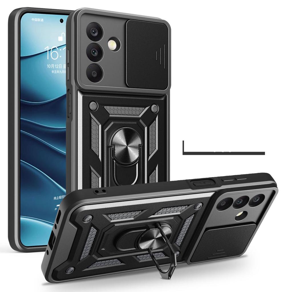 AMORUS Für Samsung Galaxy A26 5G Hülle Ständer PC+TPU Handyhülle mit Kameraobjektivschieber
