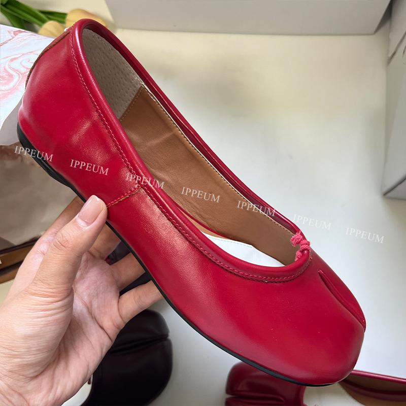 Fashion IPPEUM Tabis Shoes Black Ballets Flats Split Toe Shoes Women Mary Janes Plus Size 44 Dress Loafers Ballerina Zapato Mujer