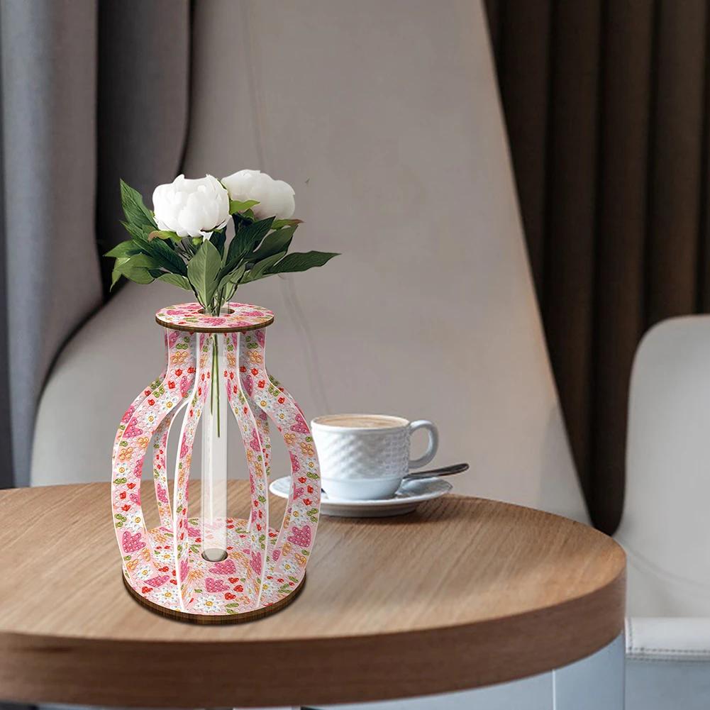 Holz Schönes Muster Diamant Mosaik Strass Vase Diamant Malerei Tischvase Ornamente Set für Anfänger