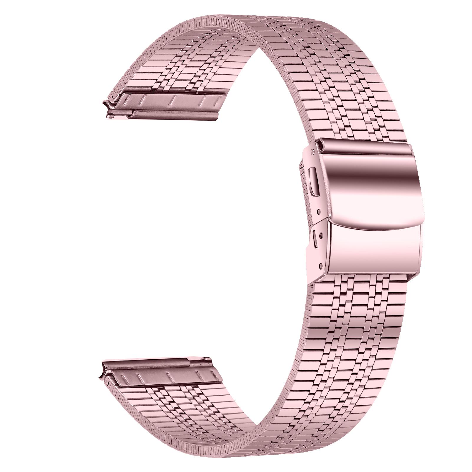 

For Garmin Vivoactive 4 Replacement Band Stylish 22mm Stainless Steel Watch Strap Rose Pink