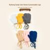 Korean Ins-Style Children's Winter Mittens & Fingerless Gloves Set with Hanging Neck for Boys & Girls, Ages 1-4, Ideal for Cycling.