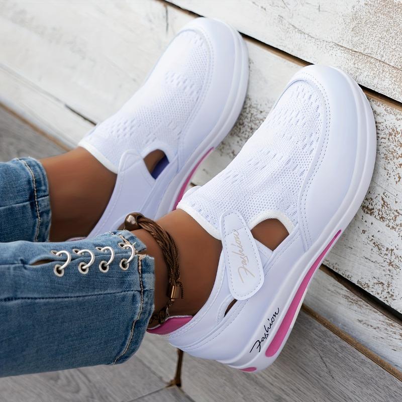 [Breathable Women's Sneakers] Comfortable & Breathable Women's Knit Low-Top Casual Sneakers | Slip-On Flat Shoes with Closure