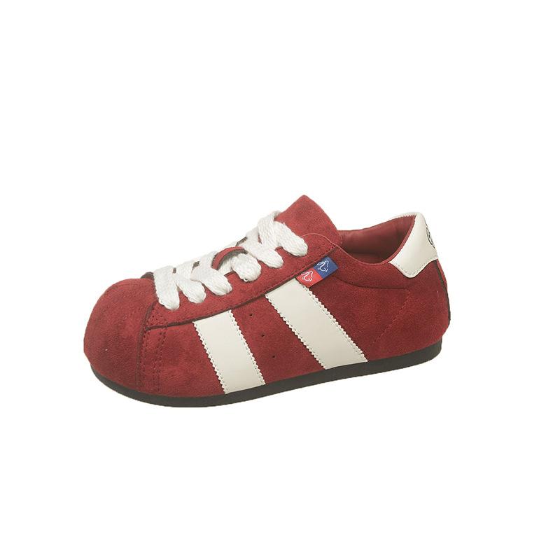 Retro Maillard color matching board shoes women's 2025 autumn new flat bottom inner height increase leisure sports Forrest Gump training shoes