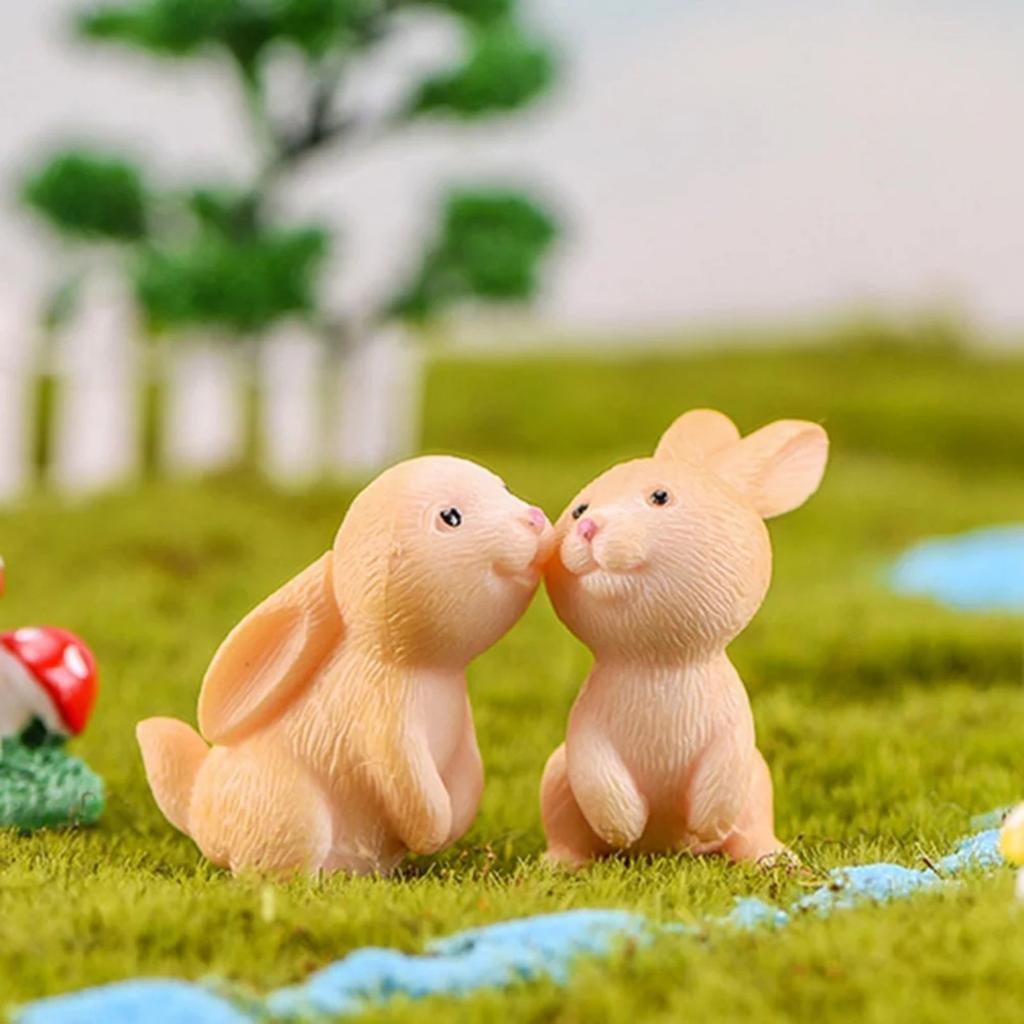 7-teiliges Set mit Cartoon-Simulation, niedlichen Langohr-Kaninchen-Puppen, niedlichen und gehorsamen Kaninchen-Desktop-Ornamenten