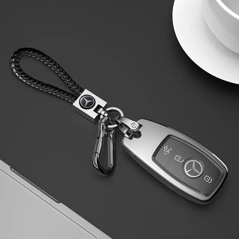 PEL5 Quality Car Carbon Fiber Key Fob Case Cover Chain Accessories For 2017-2025 Mercedes Benz Smart Low Price Car Key Accessories