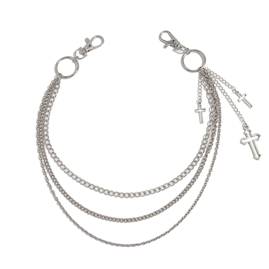 Hip Hop Punk Thorn Chain Jeans Chain Personalized Metal Cross Pendant Waist Chain Pendant
