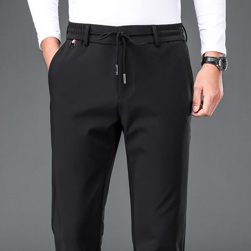 FengXun Men's Fleece-Lined Straight-Leg Casual Sports Pants