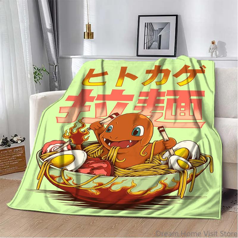 Cartoon Flannel Fluffy Fleece Anime Figures P-Pokemon Blanket Home Sofa Lunch Break Blankets Children Student Kids Cute Gifts