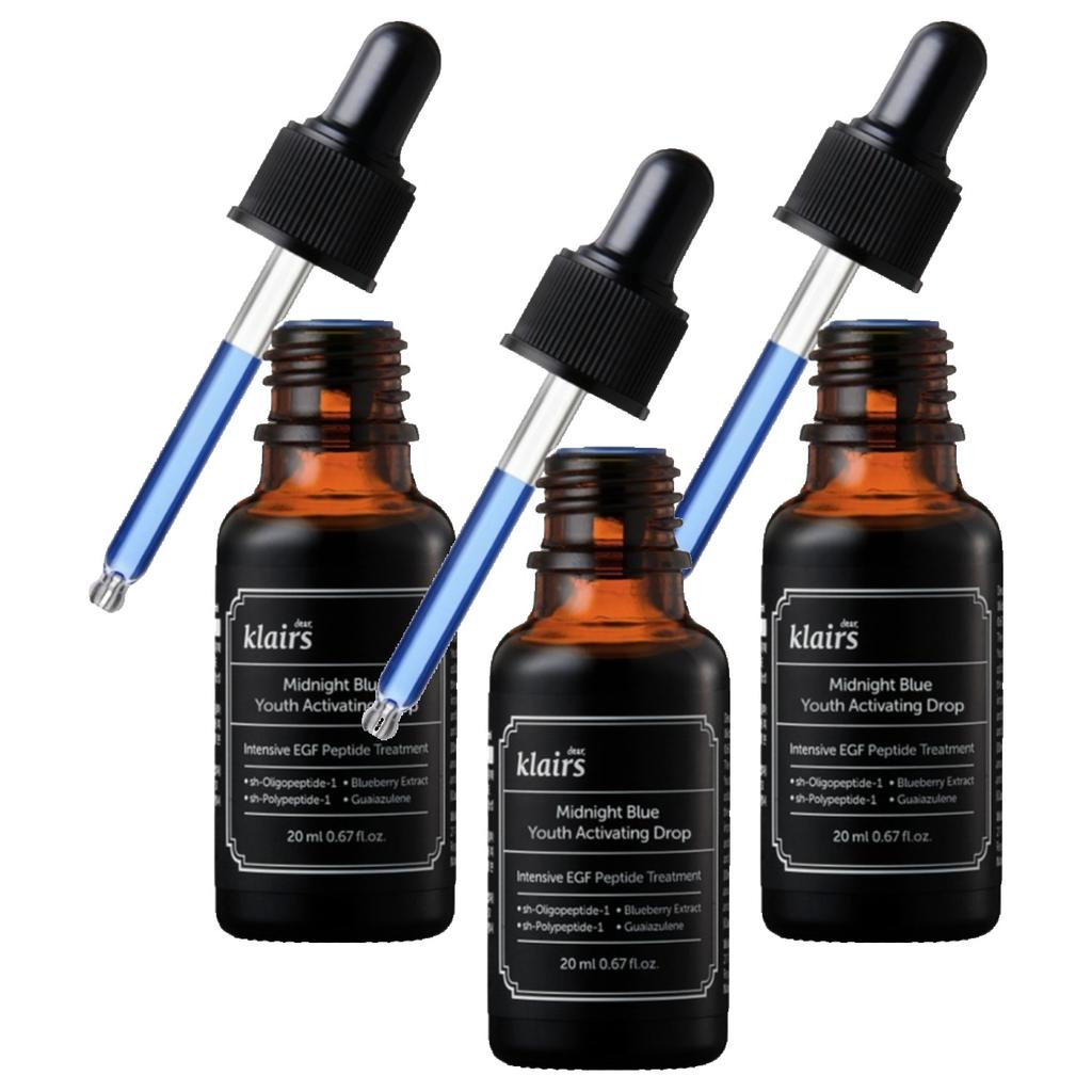 Dear, Klairs Midnight Blue Youth Activating Drop 20ml | Breakout Care & Sebum Control, Dual EGF, Peptides, Guaiazulene, Adenosine