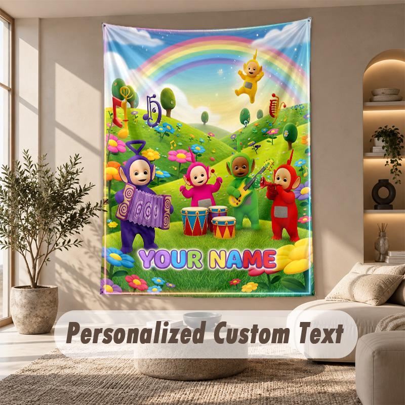 Teletubbies Tapestry, Personalized Custom Text, Wall Hanging Tapestry For Living Room Home Wall Decor