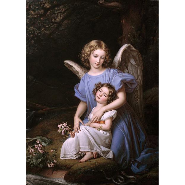 

Ангел-хранитель с детьми, постеры, принты, винтажное настенное искусство, холст, картина для детской комнаты, украшение дома, Cuadros 60x90cm No Framed