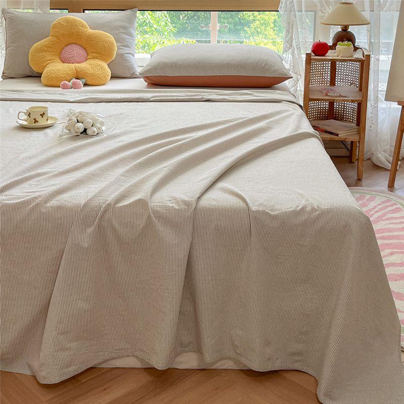 Minimalist Striped Washed Cotton Bed Cover For 1.8m Bed, Household & Student Dormitory