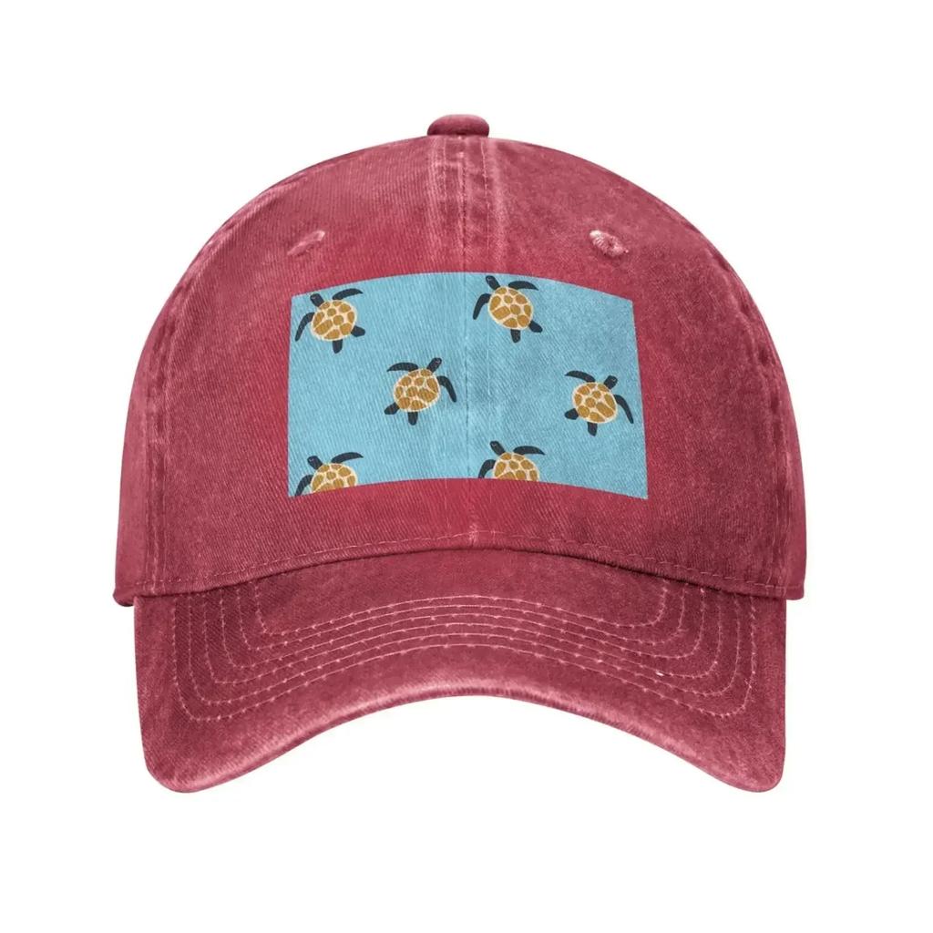 Kreslená želva Vintage kovbojská baseballová čepice Táta kšiltovka Unisex Nastavitelná trucker kšiltovka pro každodenní