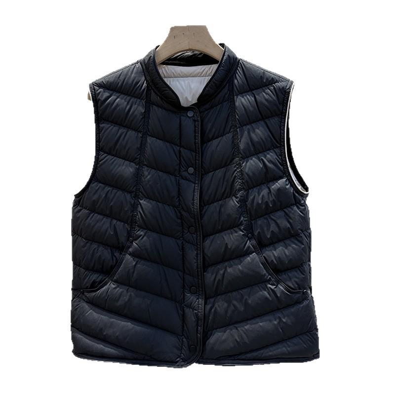 Light down vest women's short stand-up collar white duck down small man stacked inside wearing fashionable outer vest winter