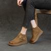 Women's Thick Soled Non Slip Casual Artistic High Top Women's Leather Shoes Autumn and Winter New Addition Velvet Short Boots