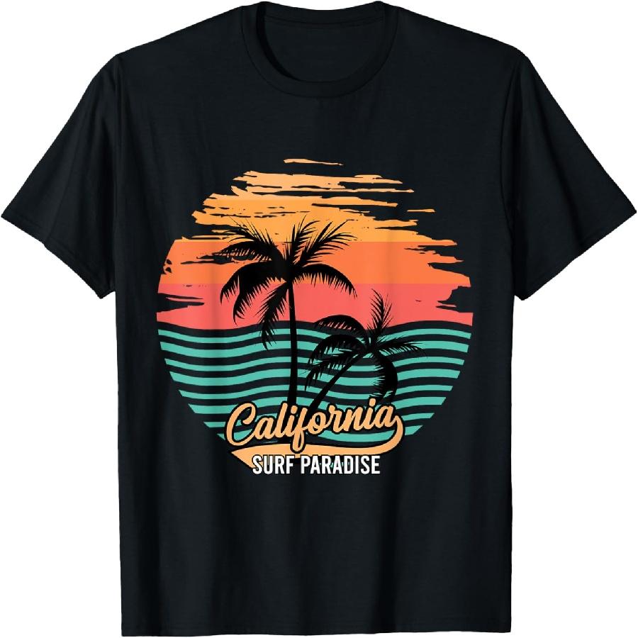 

California Beach Surfing Nature Hiking Cali Vacation Surfer T-Shirt XXXXXL чорний