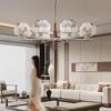 Song Dynasty-Style Chandelier: Retro Nanyang Design with Fabric and Walnut Wood for Living Room, Bedroom, or Dining Room