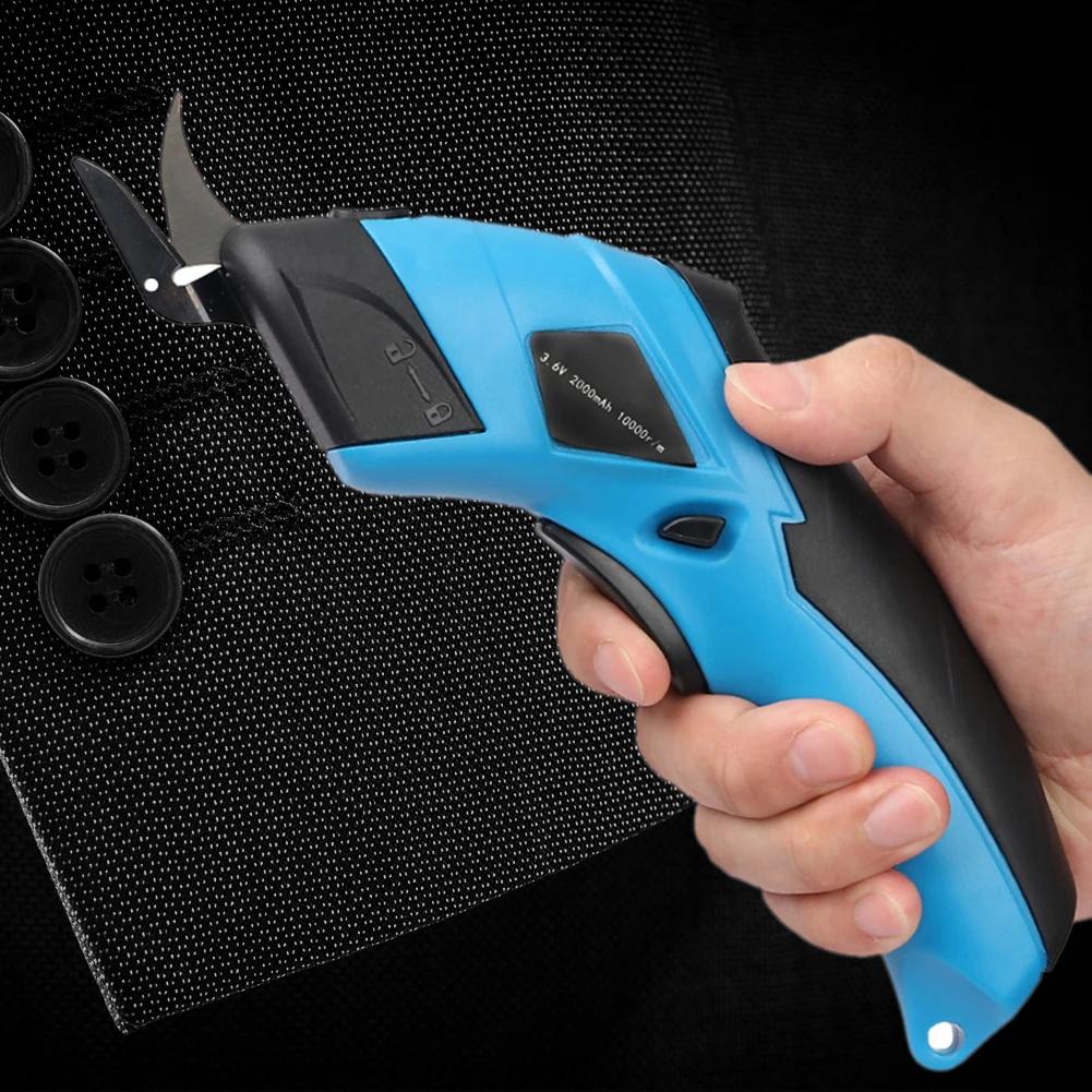 Foarfece electrice Mașină de tăiat pânză Încărcare cu litiu PVC Cusut piele Foarfece de croitorie Lamă din oțel tungsten Instrument cu lamă dublă