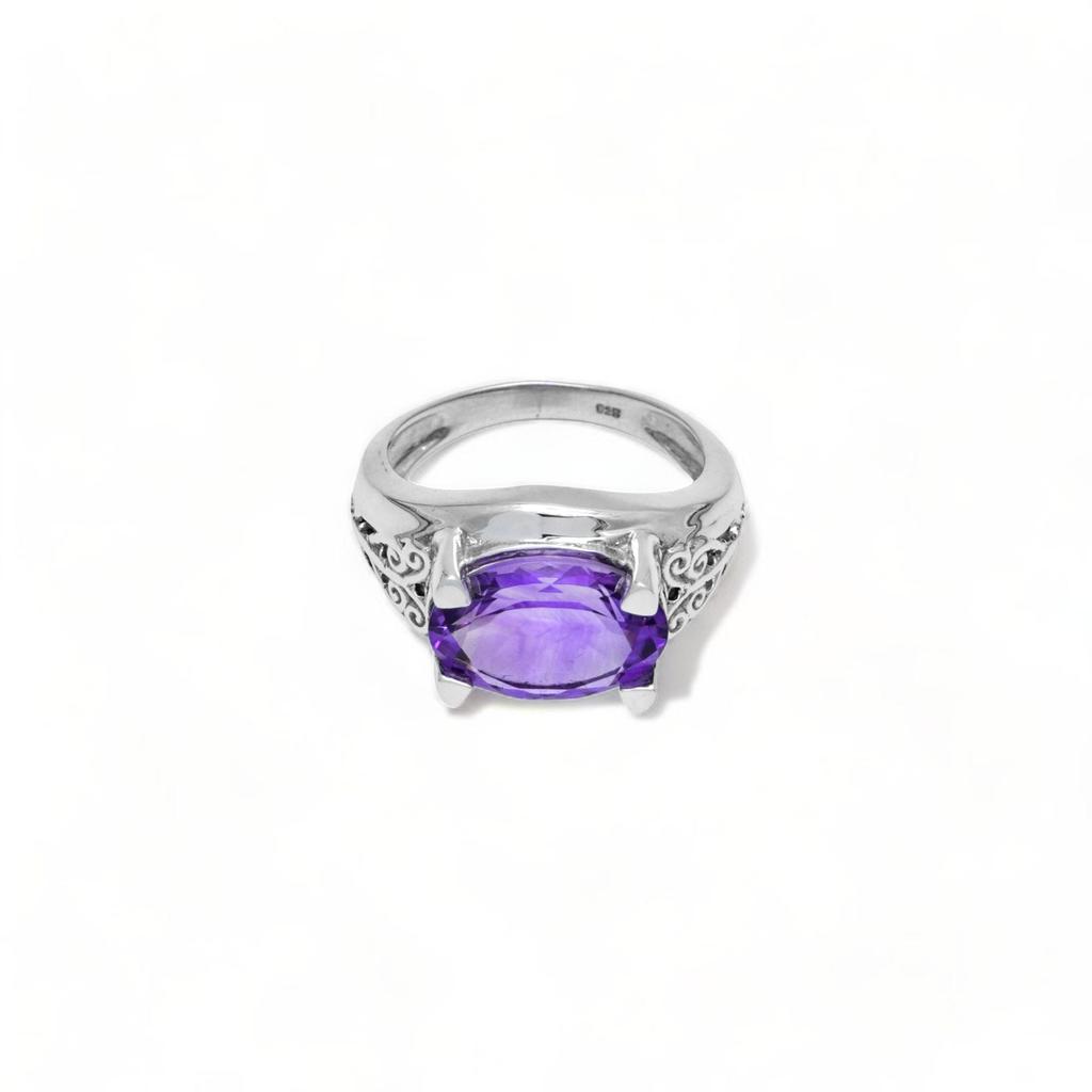Einzigartiger Silberring für Sie, Amethystring, Natursteinring für Sie, Reiner 925er Sterlingsilberring SSR329