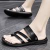 2025 Summer New Men White Leather Sandals Outdoor Comfortable Breathable Sports Casual Non-Slip Beach Luxury Sandals