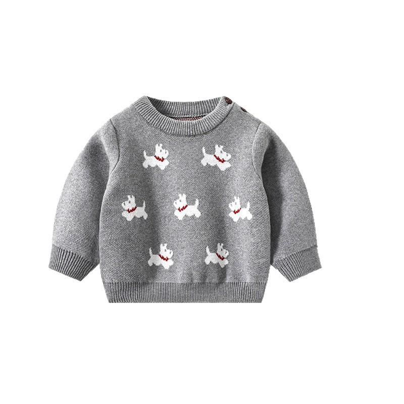 New Autumn/Winter Unisex Children's Dog Jacquard Long-Sleeve Cotton Cardigan Sweater