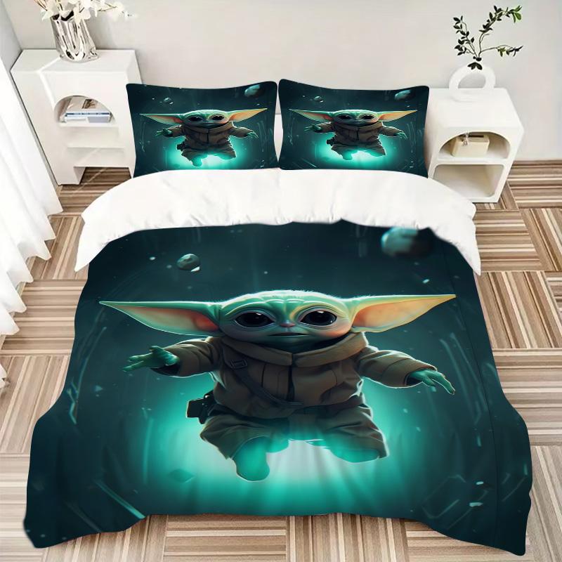 Baby Yoda Print 3Pcs Bedding Setduvet Cover With 2 Bedropillowcase Home Birthday Gift
