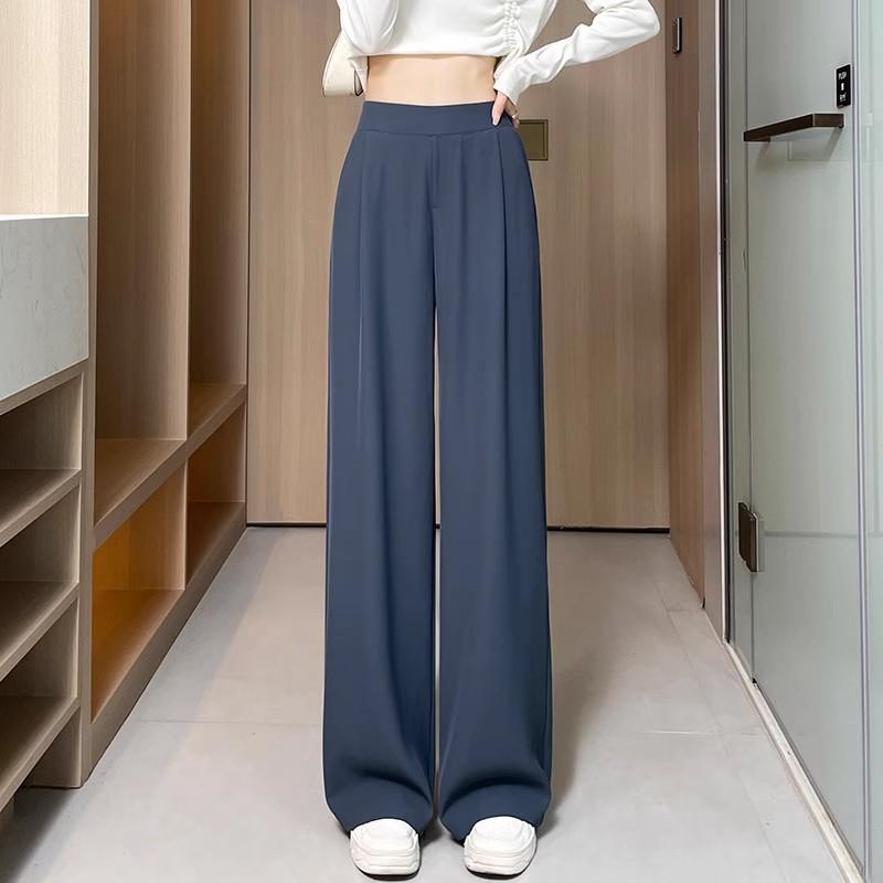 Thin Summer Wide-leg Pants Ice Filament Permeability Women Spring Women Elastic Waist Stright Long Wide Leg Pants Casual Female