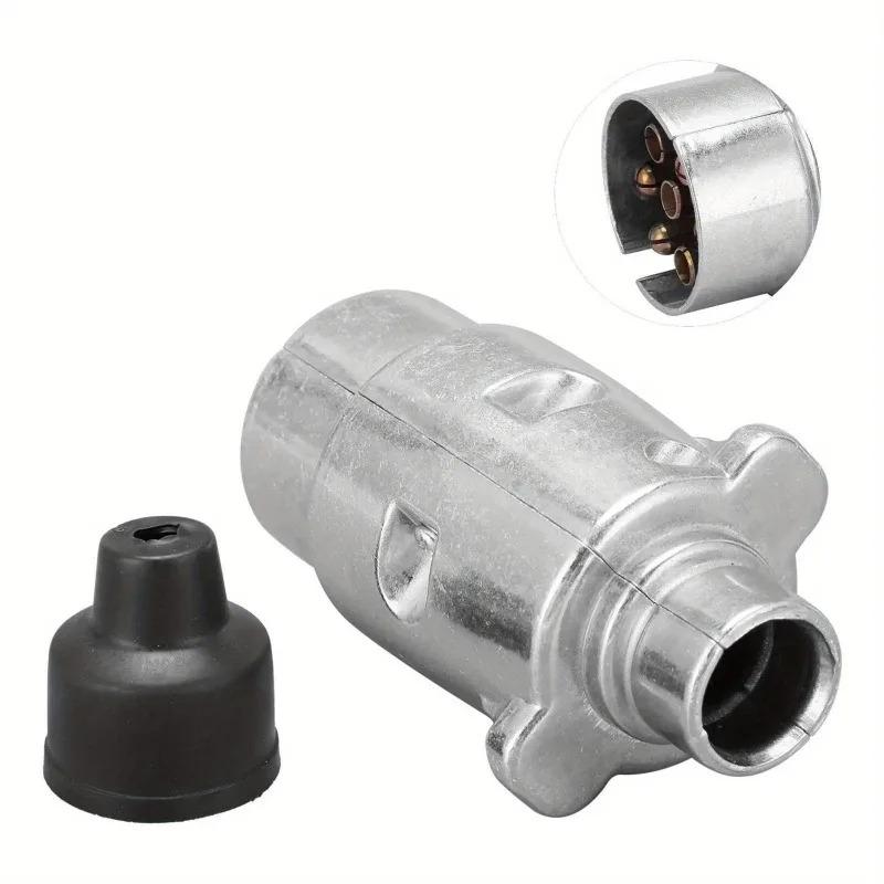 Durable 7 Pin Aluminium Alloy Plug Trailer Truck Towing Electrics 12V Connector Professional Replacement for Truck EU Plug